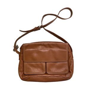 Tignanello Genuine Camel Soft Leather Handbag Crossbody‎ Shoulder Pockets Purse